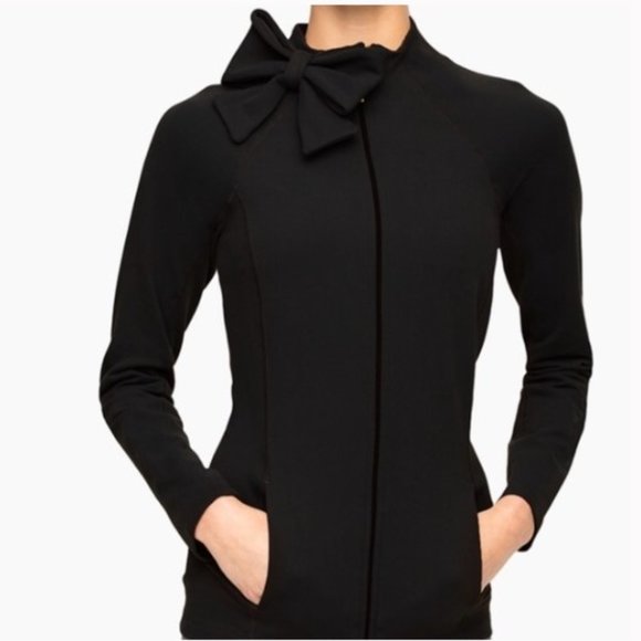 Kate Spade x Beyond Yoga Black Bow Neck Zip up Athletic Jacket - Picture 15 of 16